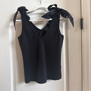 Maeve Anthropologie Shoulder Tie V-Neck Tank Top - Black